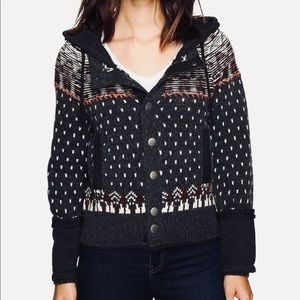 FREE PEOPLE Hoodie Cardigan Sweater ON MY WAY GREY